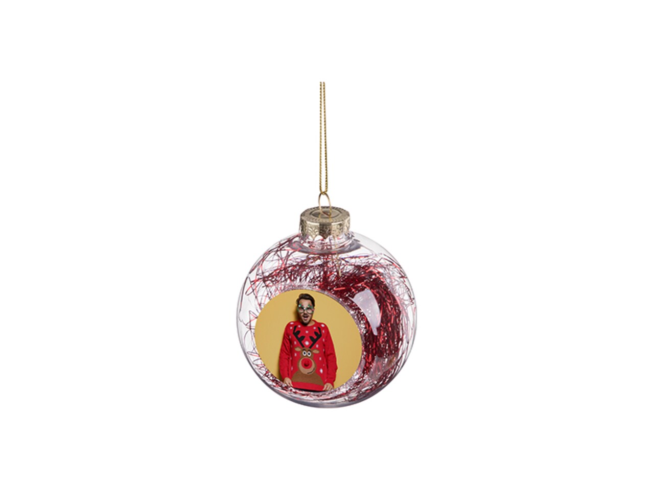 8cm Plastic Christmas Ball Ornament w/ Red String (Clear) (SDC8-RD) D-7